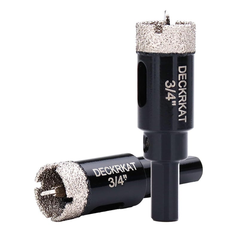 DECKRKAT 3/4 Inch Diamond Hole-Saw Bits with Pilot Drill Bit - 2pc 3/4" Diamond Tipped Tile Hole Saws with Guiding Bit Accurate Drilling for Porcelain Tile Ceramic Pottery Granite Stone Glass Bottles 20mm - Image 1